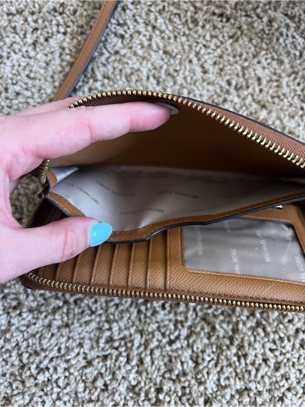 Michael Kors Cognac Brown Leather Purse & Matching Wallet - Picture 4 of 11